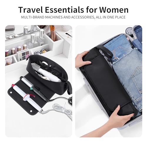 BUBM Hair Tools Travel Bag and Mat with Removable Heat-Resistant Straighteners, Curling Iron, and Haircare Accessories, 2-in-1 design, with Interior Pockets, Portable Organizer - Thumbnail 6