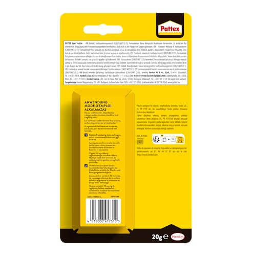 Pattex Colle spéciale textile, tube de 20 g de colle pour une tenue durable lors du collage de différents types de textiles – vue 2
