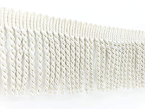 Mnj-Trimmings -5 metros de flecos, flecos de lingote, flecos de 10 cm de ancho para cortina, sofá, manualidades y decoración (blanco roto) Cover