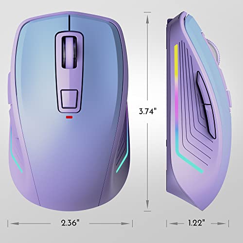 Wireless Mouse,Rgb Bluetooth Mouse,2.4G Slim Rechargeable Computer Mice For Laptop,Usb Cordless Computer Mouse With 6 Buttons,3 Adjustable 1600 Dpi For Macbook Pro/Air,Notebook,Pc,Chromebook - Purple #TOP6