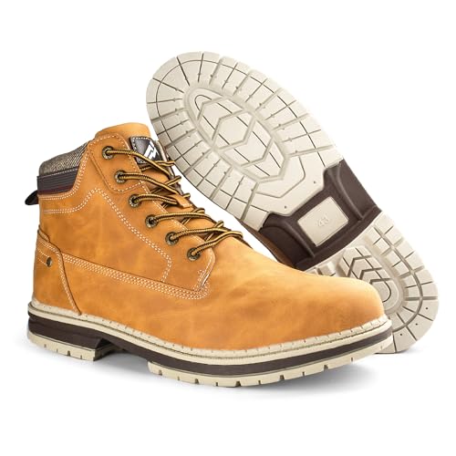 Image of CC-Los Men's Ankle Chukka Work Boots Durable Outdoor Comfort with Anti-Slip Sole Cushioned Support Size Yellow 12.5