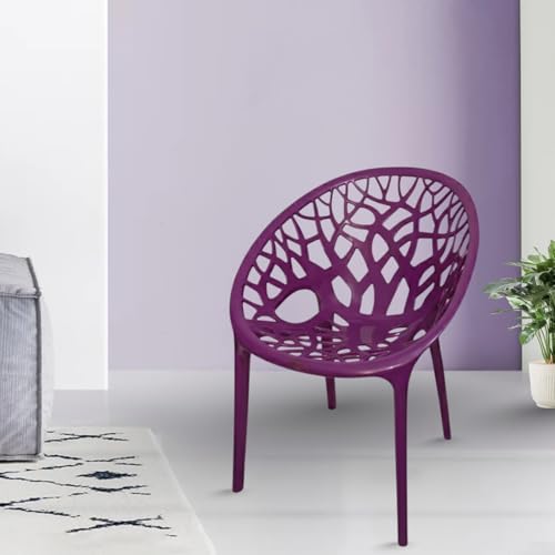 Image of activa Crystal Plastic Arm Chair | Stackable Indoor Outdoor Chair for Home, Balcony, Patio & Garden | Comfortable Designer Armrest Chair | Durable Plastic Seating Furniture (Violet, Set of 1)