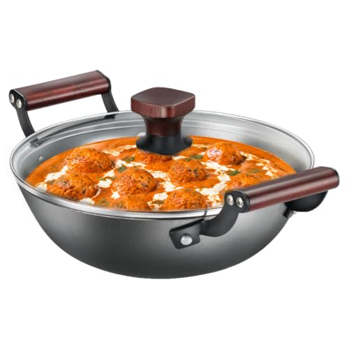 Image of Prestige Nitride Lightweight Cast Iron Kadai 20cm /1.4L with Glass Lid | Castlite Series | High Heat Retention & Rust-Proof | Enamel Coated | Gas & Induction Compatible | 15Y Product Warranty