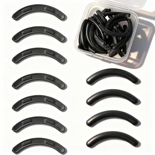 Alinw 30 Pcs Eyelash Curler Refills, Black Eyelash Lash Rubber Curler Refill Pads with Transparent Storage Box Replacement for Universal Refills