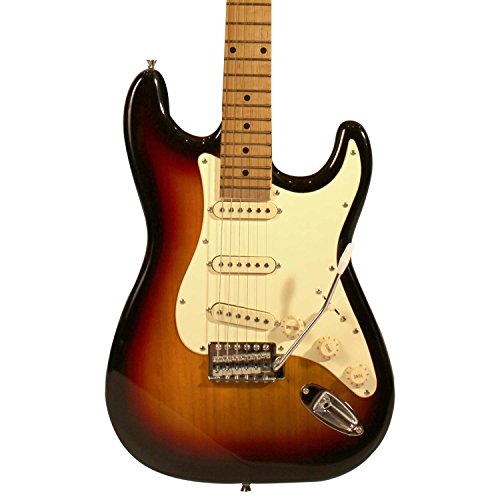 Sawtooth Sunburst Electric Guitar w/Vintage White Pickguard - Includes: Accessories, Amp, Gig Bag & Lesson - Image 3