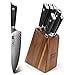 SHAN ZU Juego de bloques de cuchillos de Damasco de la serie GYO, 5 cuchillos y 1 acero para afilar con bloque de cuchillos de madera de primera calidad