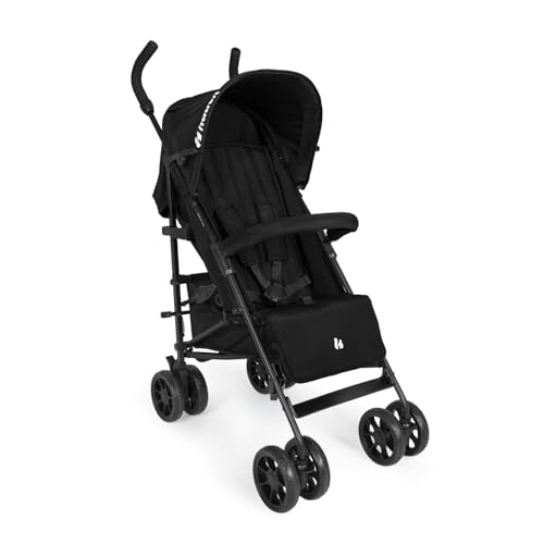 hauck Fold N Care, Black - Schirmbuggy für Kinder ab 6 Monaten bis 22 kg, Klein Zusammenklappbar, 7,6 kg, mit Liegeposition & UV-Schutz 50+, XL Korb, EVA Kunststoffräder, Drehbare Vorderräder