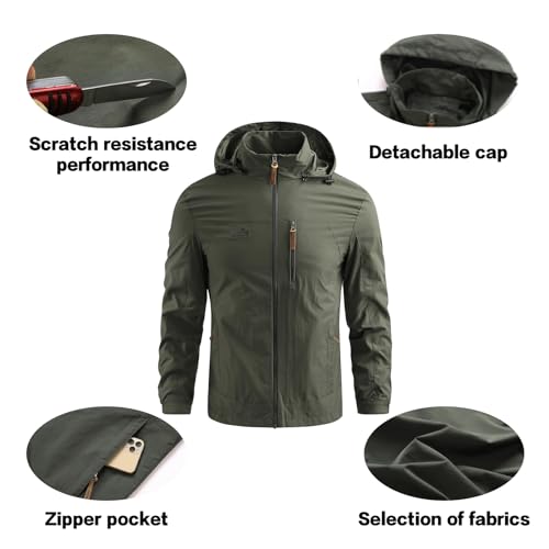 Custom Men's Outdoor Waterproof Jacket Design Personalized Logo/Text Windbreaker Rain Shell Coat3