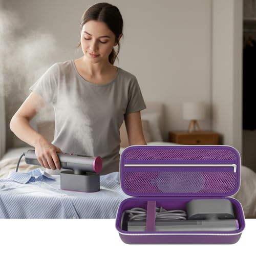 Image of Steamer Case Compatible with Jack & Rose /for FEPPO /for Nesugar /for Kssvzz Portable Steamers, Handheld Iron Carrying Storage Bag Organizer with Mesh Pocket for Accessories-Purple