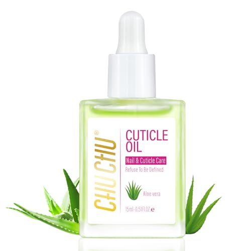 CHUCHU Cuticle Oil for Nails: Jojoba Nail Cuticle Oil for Repair and Strengthening Nails - Vitamin B & E Moisturizes Cuticle and Nail's Skin - Prevents Hangnails and Chapped 15ML Aloe