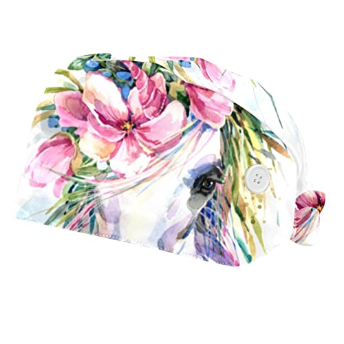 Chapeaux bouffants tête de cheval avec bandeau anti-transpiration ajustable 2PCS