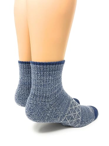 WARRIOR ALPACA SOCKS - All Day - Everyday - Terry Lined - Cushioned - All-Purpose Socks - Unisex (Large, Slate Blue/White - Quarter Crew)2