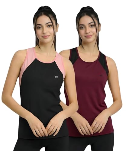 Image of White Moon Women's Gym Tank Top Combo | Pack of 2 Sleeveless Sports T-Shirts for Running, Training & Yoga