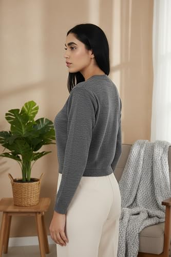 Image of Women Winter Wear V-Neck Full Sleeves Regular Fit Woollen Blouse