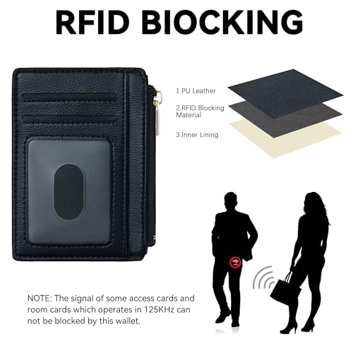 Image of Tipmile Mens RFID Wallet, Small Slim Business Credit Card Holder, Mens Gift | Mini Tiny Cute ID Case, Minimalist Zipper Pocket Wallet, Thin Coin Purse, Mothers Gift