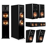 Klipsch Reference Premiere 7.0 Home Theater Pack with 2X RP-8000F Floorstanding, RP-504C Center, 2X RP-600M Bookshelf and 2X RP-500SA Surround Speakers, Piano Black