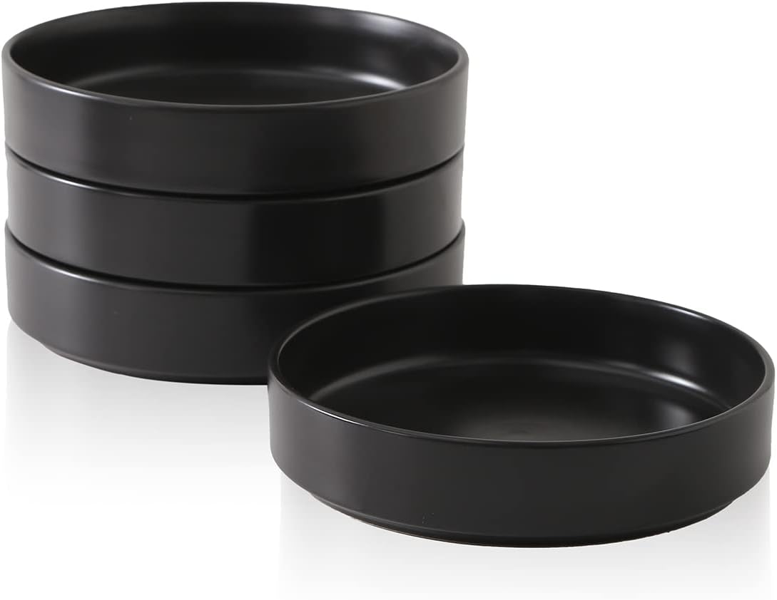 Celina Stoneware Bowl Set, 4-Piece Pasta Bowls, Bowls for Kitchen, Black