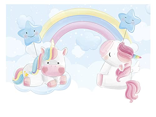 Image of WallArena - Vinyl Wallpaper Unicorn – 254x184 cm Wallpaper for Living Room & Bedroom - - Wallpapers - Wall Covering - Feature Wall & Photo Wall - Unicorns