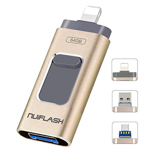 Preisvergleich Produktbild USB-Stick 64GB für iPhone speichererweiterung Speicherstick nuiflash Externer Speicherstick Flash Laufwerk Drive für iPhone iPod iPad Handy OTG Andriod Computer Mac Laptop PC
