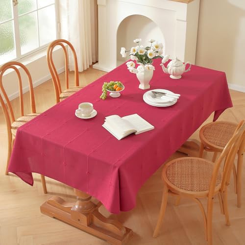 Plenmor Leinen Weihnachts Tischdecke Abwaschbar Quadratisch 135x135cm,...