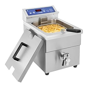 Royal Catering – Rcif 10EB – Induction 10 Litre Fryer Deep Fryer 3.5 Volume, 3500 W, 230 V, Timer, Drain Tap – Silver