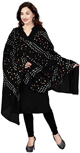 RANI SAAHIBA Women's Cotton Dupatta (SKRDD1503, Black)