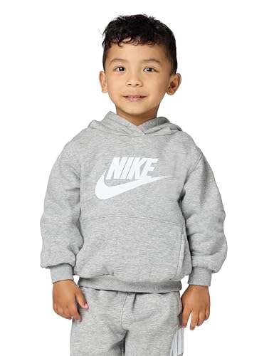 Image of Nike Sportswear Club Fleece Hoodie for Older Kids, FD2988, Dark Grey Heather/White, 2 Years