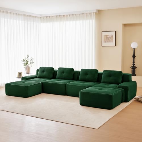 Image of Corduroy Modular Sectional Sofa, Oversized Cloud Couches for Living Room