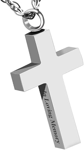 Collar de cruz de cremación para cenizas, collar de urna de cruz de acero inoxidable, soporte para cenizas, joyería conmemorativa, en memoria amorosa