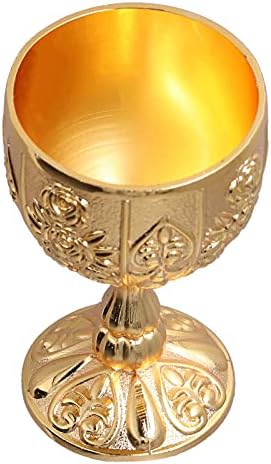2Pcs Gold Goblet, Vintage Metal Embossed Wine Cup Hand-Made Goblet Embossed Wine Liqueur Cup Shot Glass for Kitchen, Home, Bar(Gold)