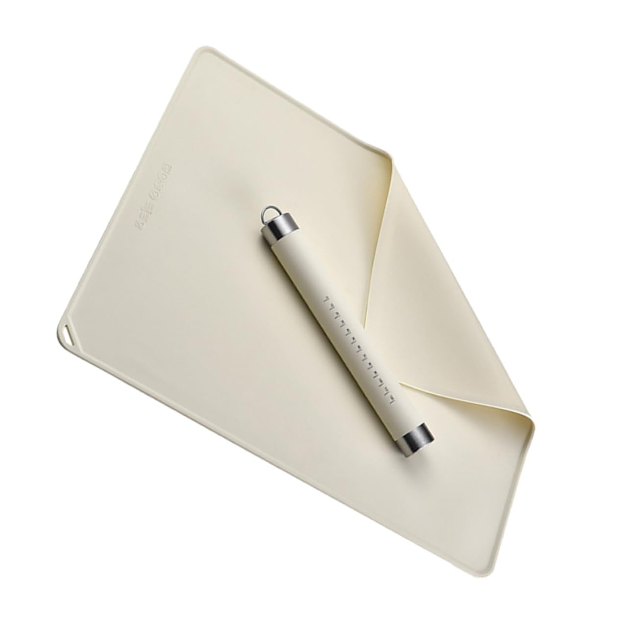 Beige Silikon Küchenbackmatte mit Teigroller 1 Satz aus Edelstahl