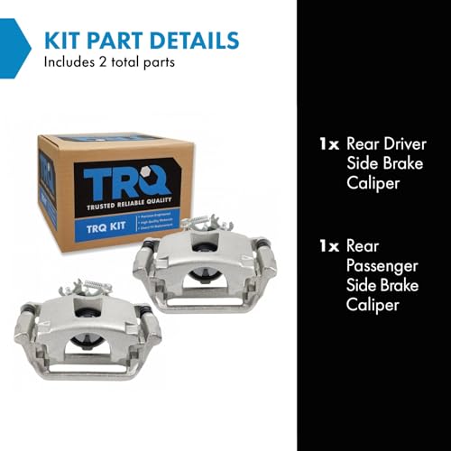 Image of TRQ Rear Left and Right Brake Caliper Set Caliper Brackets Hardware Compatible with 12-16 Chrysler Town and Country with Dual Piston Front Calipers 17-18 Dodge Grand Caravan