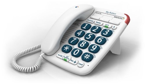BT Big Button 200 + Telephone - Line cord - Amplified Handset - Home Corded Phone - HANDS FREE SPEAKER PHONE Model - White
