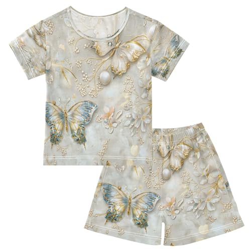 senya Short Sleeve Pajamas Sets Summer Cotton Sleepwear 3d Print Butterflies