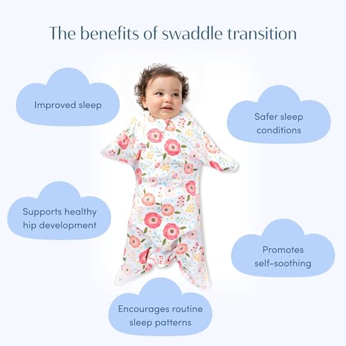 Image of SleepingBaby Zipadee-Zip Transition Swaddle - Cozy Baby Swaddle Blanket with Zipper Convenience - Roomy Wearable Blanket for Easy Diaper Changes - Pretty Pink Poppy, Medium (6-12 Month)