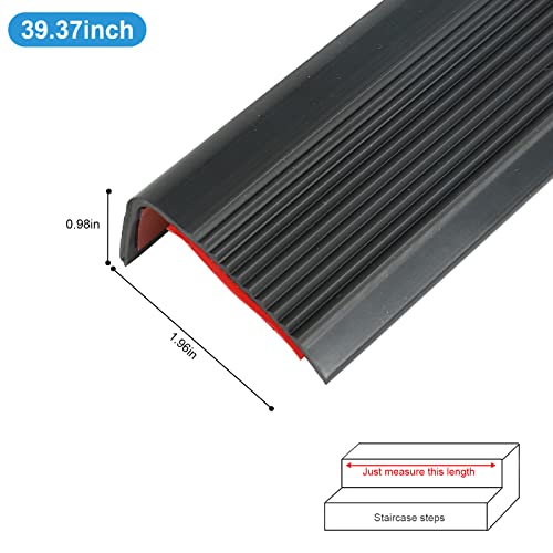 L Winkelprofil Treppenkantenprofil,1M Winkelprofil Anti-Rutsch Treppenkante,PVC Winkelprofil Selbstklebend Treppenkantenschutz,Schnittkanten, Treppe Kantenband -Schwarz