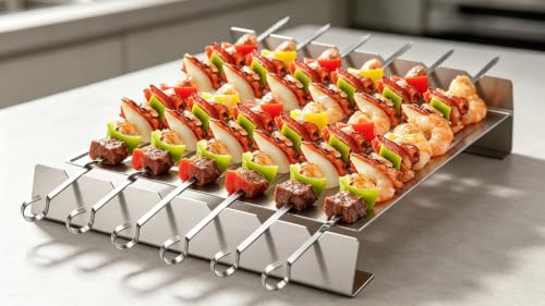 Metal Skewers for Grilling Stainless Steel BBQ Skewers Set, 6