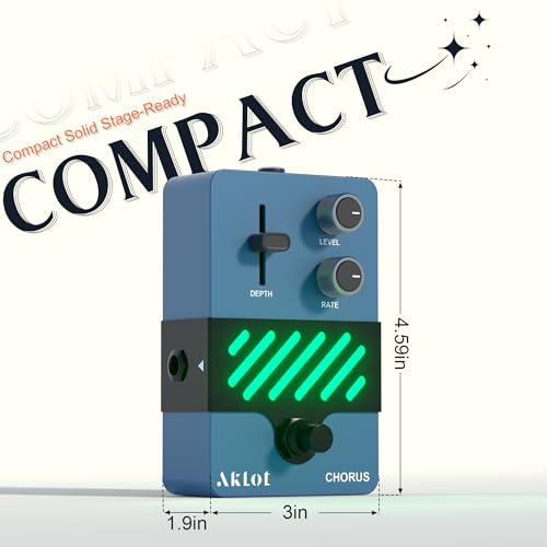 Image of AKLOT Chorus Electric Guitar Pedal: Warm Vintage Shimmer to Lush Chorus Depth, Dynamic Touch-Responsive Modulation, Rate & Depth Control, Mini Guitar Effect Pedal with True Bypass, NEON TwinWave