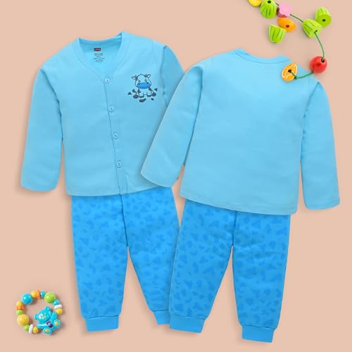 Image of LuvLap Baby Boys & Girls Full Sleeve100% Cotton Jhabla & Pyjama Sets Pack of 2