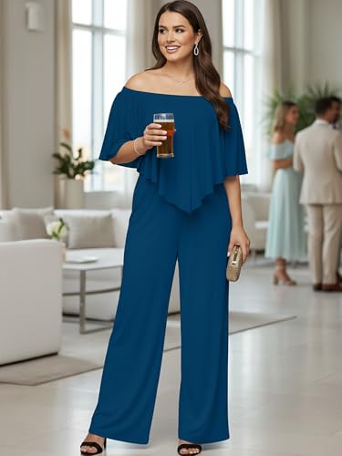 Image of KOH KOH Womens Long Pant Strapless Off Shoulder Pockets One Piece Jumpsuit