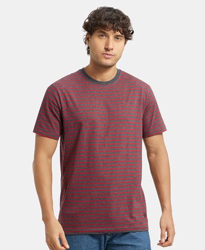 Image of Jockey 2715 Men's Super Combed Cotton Rich Striped Round Neck Half Sleeve T-Shirt