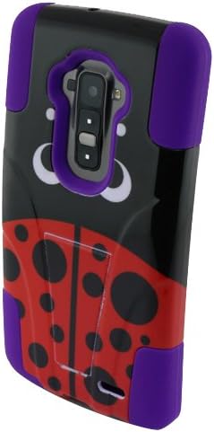 Nextkin LG G Flex LS995 D958 D950 Hybrid Dual Layer Hard Silicone with Y Shape Stand Protector Cover Case - Red LadyBug/ Purple