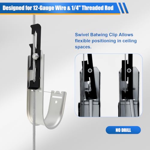 Image of 100 Pack 2 inch Galvanized Steel Batwing J Hooks with Retainer Clips