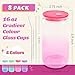 Joyclub 16oz Glass Cups with Acrylic Lids and Straws 8 Set Can Shaped Glass Iced Coffee Cups with Lids, Gradient Drinking Glasses Cute Tumbler Cup Great for Smoothie Soda Boba Tea Cocktail Beer Gift
