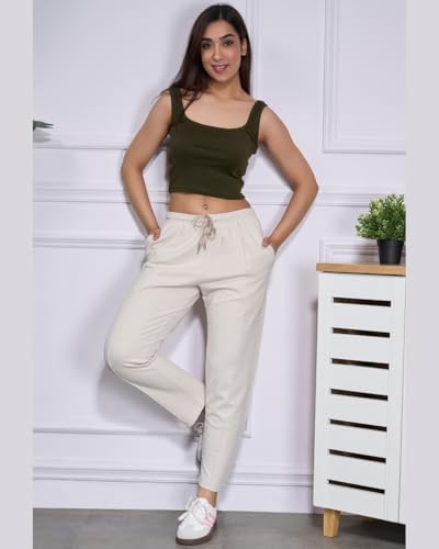 Image of CUPID Woman Plus Size Easy Cotton Track Pants, Comfortable Lower, Trouser, Joggers, Lounge Wear, Night n Daily Wear, Pajama, Travel Pant