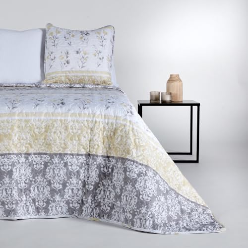 10XDIEZ Colcha boutie Microfibra Lilibeth (Gris Lily - Cama de 105cm)