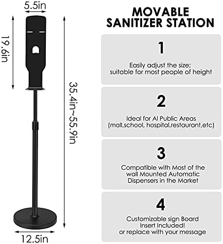 HUKOER Adjustable Soap Dispenser Stand 35.4-56 Inches/90-142cm Height Adjustable, Work for Different Soap Dispenser(Only Dispenser Stand)