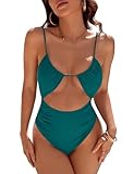 Blooming Jelly Womens One Piece Swimsuit Tummy Control Bathing Suit 2025 Sexy Flattering Cheeky High Cut Out Cute Ladies Swimwear (X-Large, Cerulean Blue)