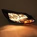 Headlights Assembly for 2012 2013 2014 Ford Focus Halogen Head light Headlamp, Bulb Include, Black Housing Amber Corner