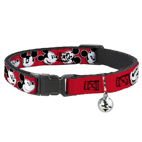 Collar para gato breakaway Mickey Mouse mediano ajustable rojo negro blanco 2